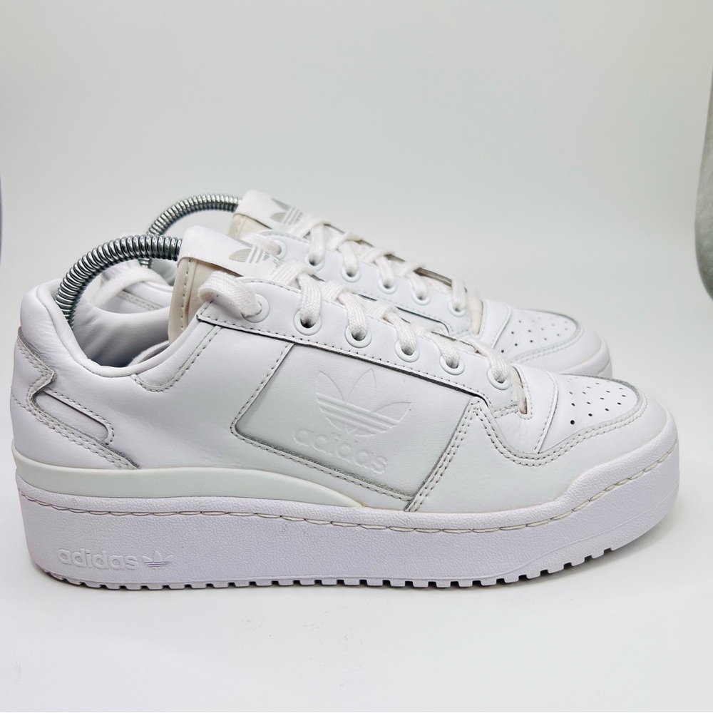 Adidas Originals Forum Bold Triple White Leather Lace Up Platform Sneake… - Picture 4 of 16